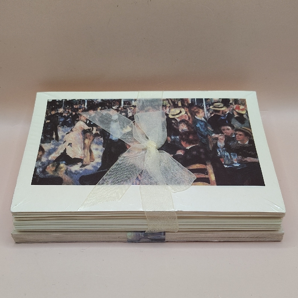 Vintage Greeting Card Set with Ribbon. Bal du moulin de la Galette By Renoir